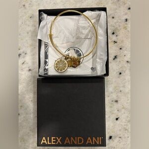 Alex and Ani Gold Bangle with Lemon Slice Charm